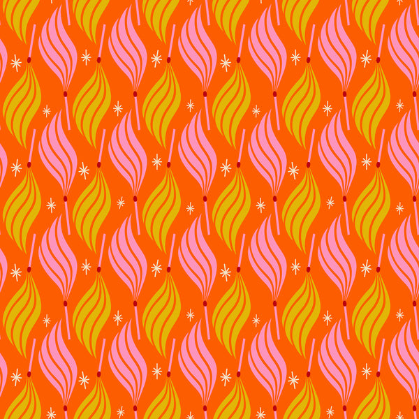 Trinketry Lit Fabric in Goldfish by Melody Miller for Ruby Star Society – cotton print featuring novelty retro flame and matches