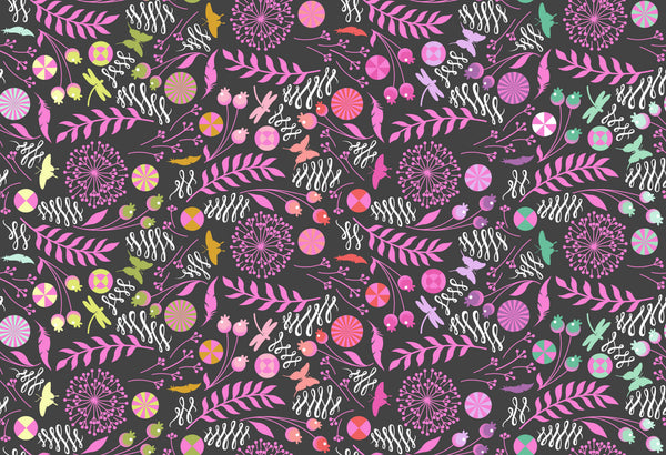 Dandelion in Licorice by Tula Pink, Prince Charming Déjà Vu collection