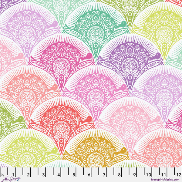 Snail Scallop fabric by Tula Pink shown with scale reference