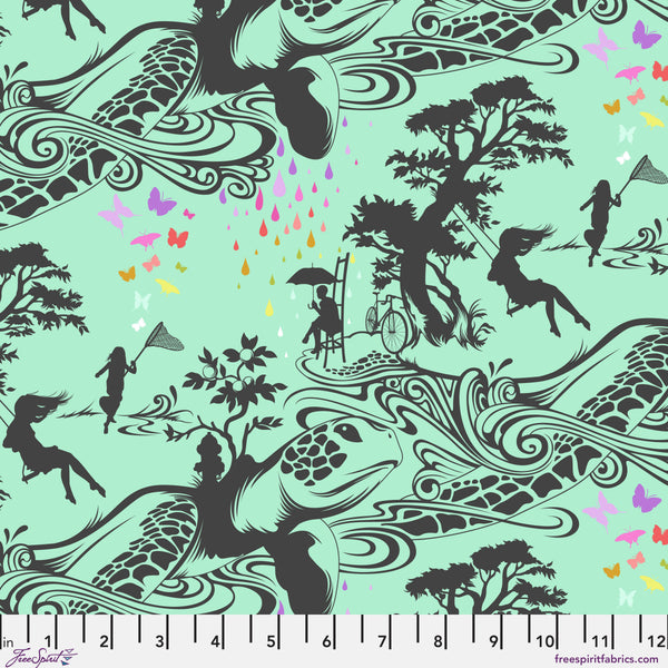 Turtle Bay fabric by Tula Pink shown with scale reference