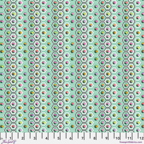 Hex Box fabric by Tula Pink shown with scale reference
