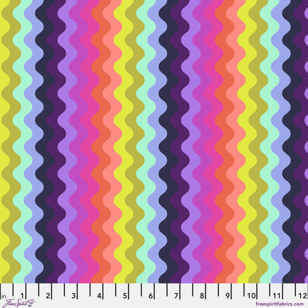Scale of Wave Rider in Deep Dive from the Floral Reef collection by Tula Pink – wave pattern, coordinating print