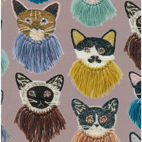 We Are Cats Cotton Fabric by Kari Ishikawa for Kokka, style EGX-9900-1, featuring yarn animal cat artwork