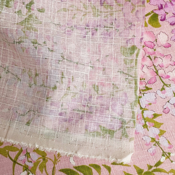 Weave of Wisteria Cotton Dobby Fabric by Cotton Kobayashi, style KTS7191-B, featuring wisteria blossoms, in pink, imported from Japan
