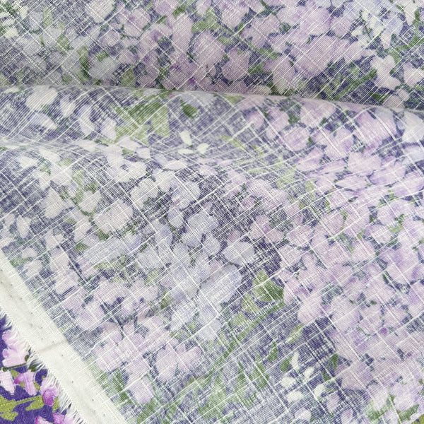 Weave of Wisteria Cotton Dobby Fabric by Cotton Kobayashi, style KTS7191-D, featuring wisteria blossoms, in purple, imported from Japan