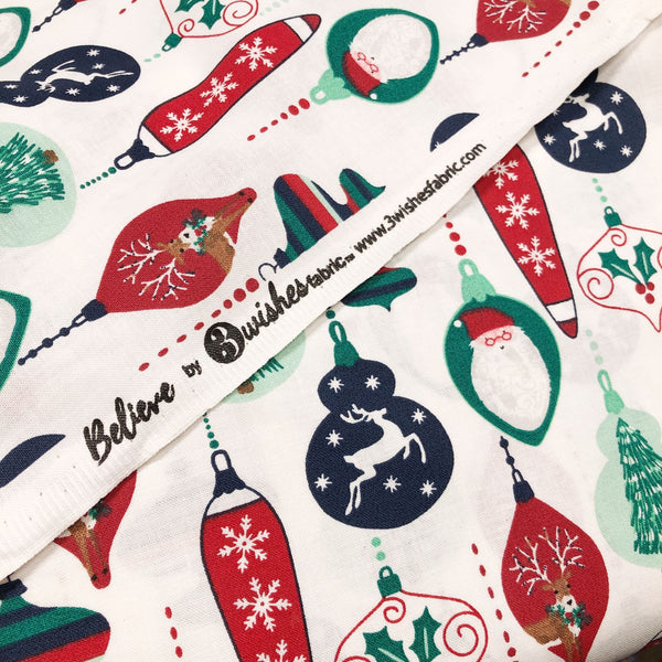 3 Wishes Believe Christmas Ornaments Cotton Fabric