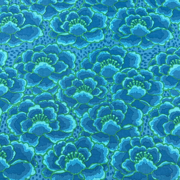 Tonal Floral in Turquoise Kaffe Fassett Collective Cotton Fabric, Free Spirit Fabrics