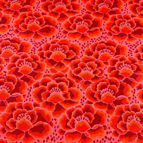 Tonal Floral in Red Kaffe Fassett Collective Cotton Fabric, Free Spirit Fabrics