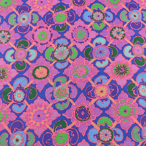 Tudor in Blue Kaffe Fassett Collective Cotton Fabric, Free Spirit Fabrics