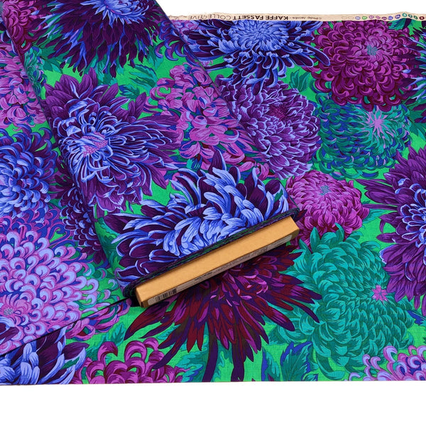 Kaffe Fassett Philip Jacobs Japanese Chrysanthemum Purple Cotton Fabric Free Spirit