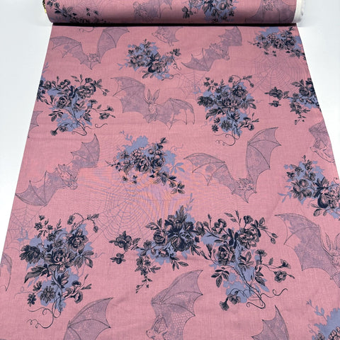 Alexander Henry Angelas Attic Bats Cotton Fabric Dark Mauve