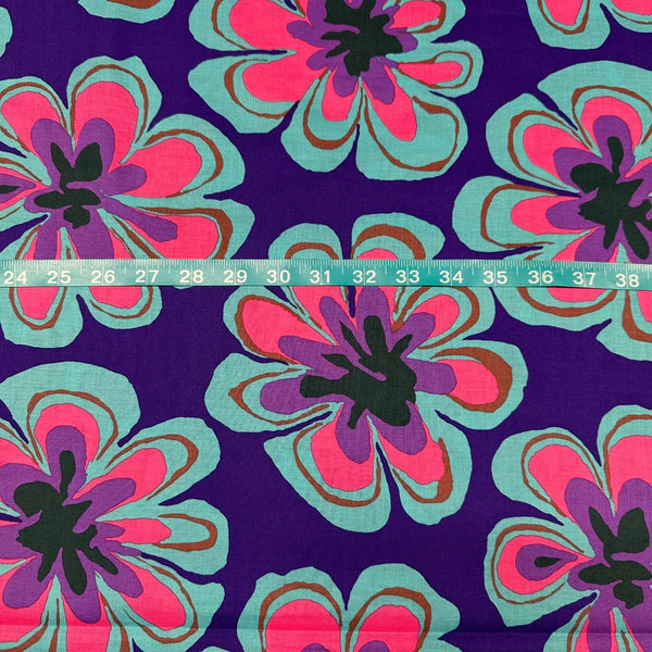 Funky Flora Brandon Mably for Kaffe Fassett Indigo Fabric, Free Spirit Fabrics