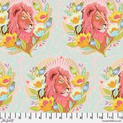 Tula Pink Everglow Lions Good Hair Day Lunar Cotton Fabric, Free Spirit Fabrics