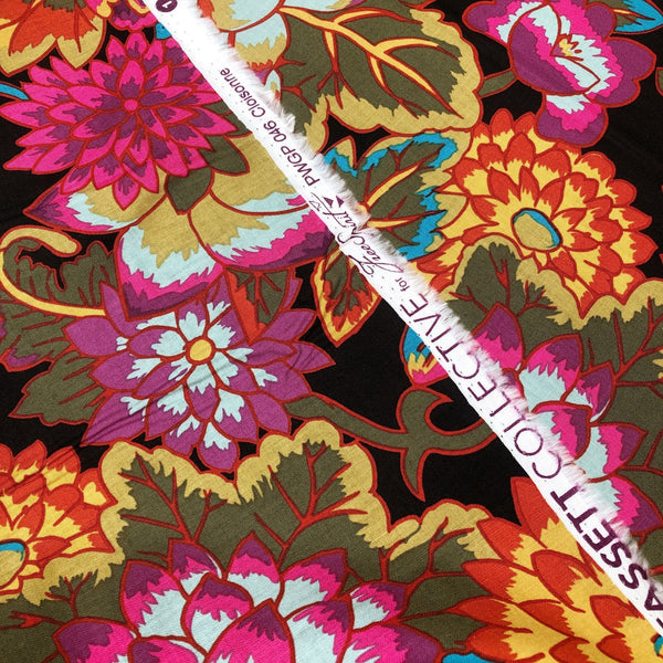 Kaffe Fassett Cloisonne Black Floral Cotton Fabric Free Spirit