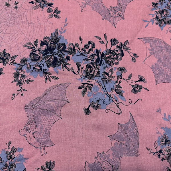 Alexander Henry Angelas Attic Bats Cotton Fabric Dark Mauve