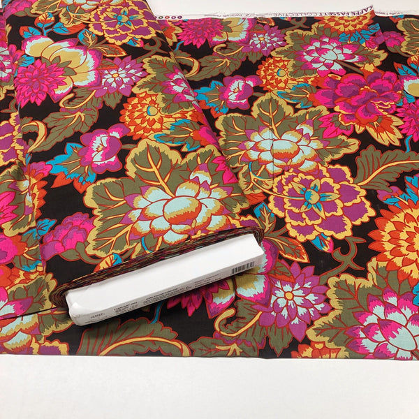 Kaffe Fassett Cloisonne Black Floral Cotton Fabric Free Spirit