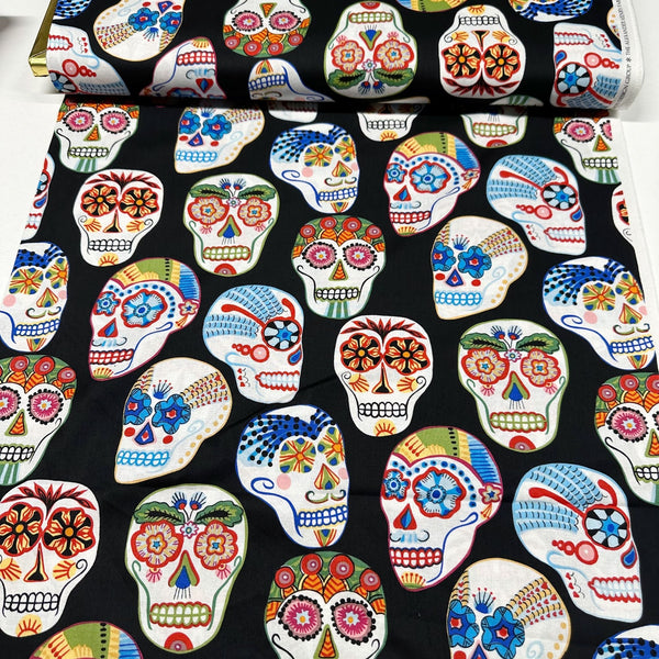 Alexander Henry Calavera Contentas Black Cotton Fabric