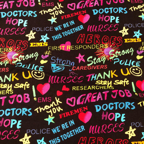 Thank You First Responders Police Fire Drs Nurses Cotton Fabric