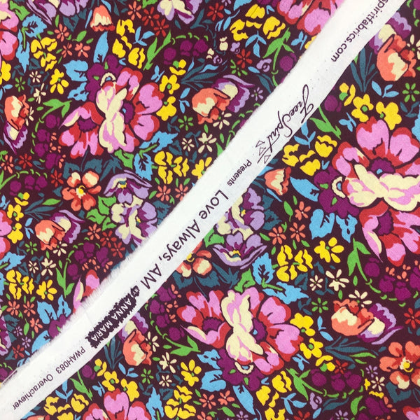 Love Always, AM Overachiever Floral Anna Maria For Free Spirit Cotton Fabric Burgundy