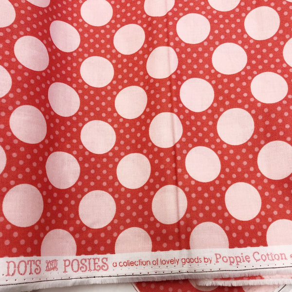 Poppie Cotton Dots on Dots Blush Floral Cotton Fabric Polka Dots and Posies