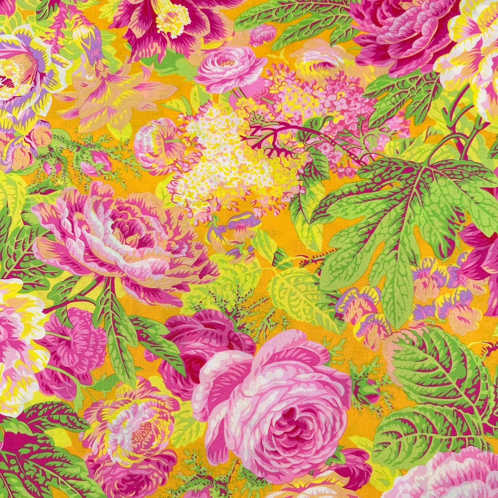 Floral Burst Philip Jacobs for Kaffe Fassett Yellow Cotton Fabric, Fre ...