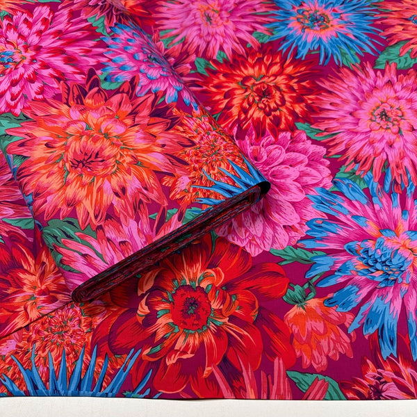 Cactus Dahlia Red Kaffe Fassett Philip Jacobs Cotton Fabric, Free Spirit Fabric