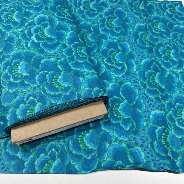 Tonal Floral in Turquoise Kaffe Fassett Collective Cotton Fabric, Free Spirit Fabrics