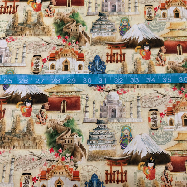 Robert Kaufman Wonders of Asia Famous Landmarks Cotton Fabric