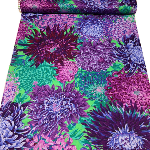 Kaffe Fassett Philip Jacobs Japanese Chrysanthemum Purple Cotton Fabric Free Spirit