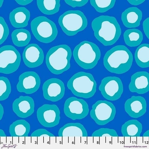 Fish Lips Brandon Mably for Kaffe Fassett Blue Fabric, Free Spirit Fabrics