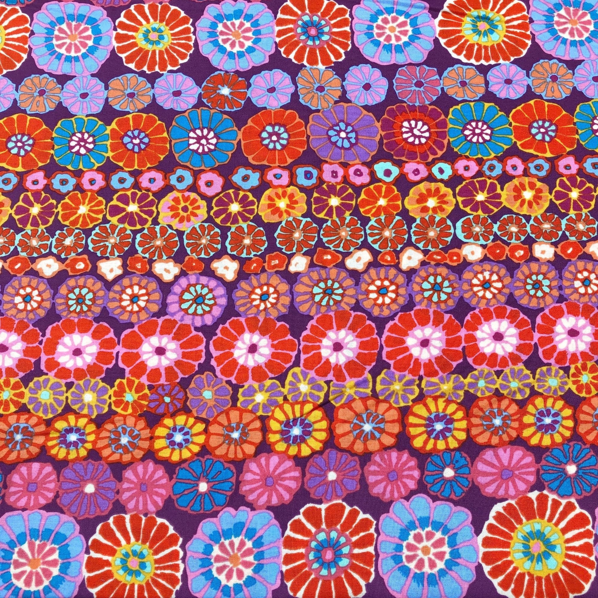 Kaffe Fassett for Free Spirit Row Flowers in Red Cotton Fabric