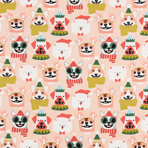 Alexander Henry Canine Christmas Blush Cotton Fabric