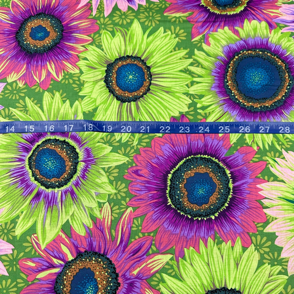 Van Gogh Sunflowers green Kaffe Fassett Philip Jacobs Cotton Fabric, Free Spirit