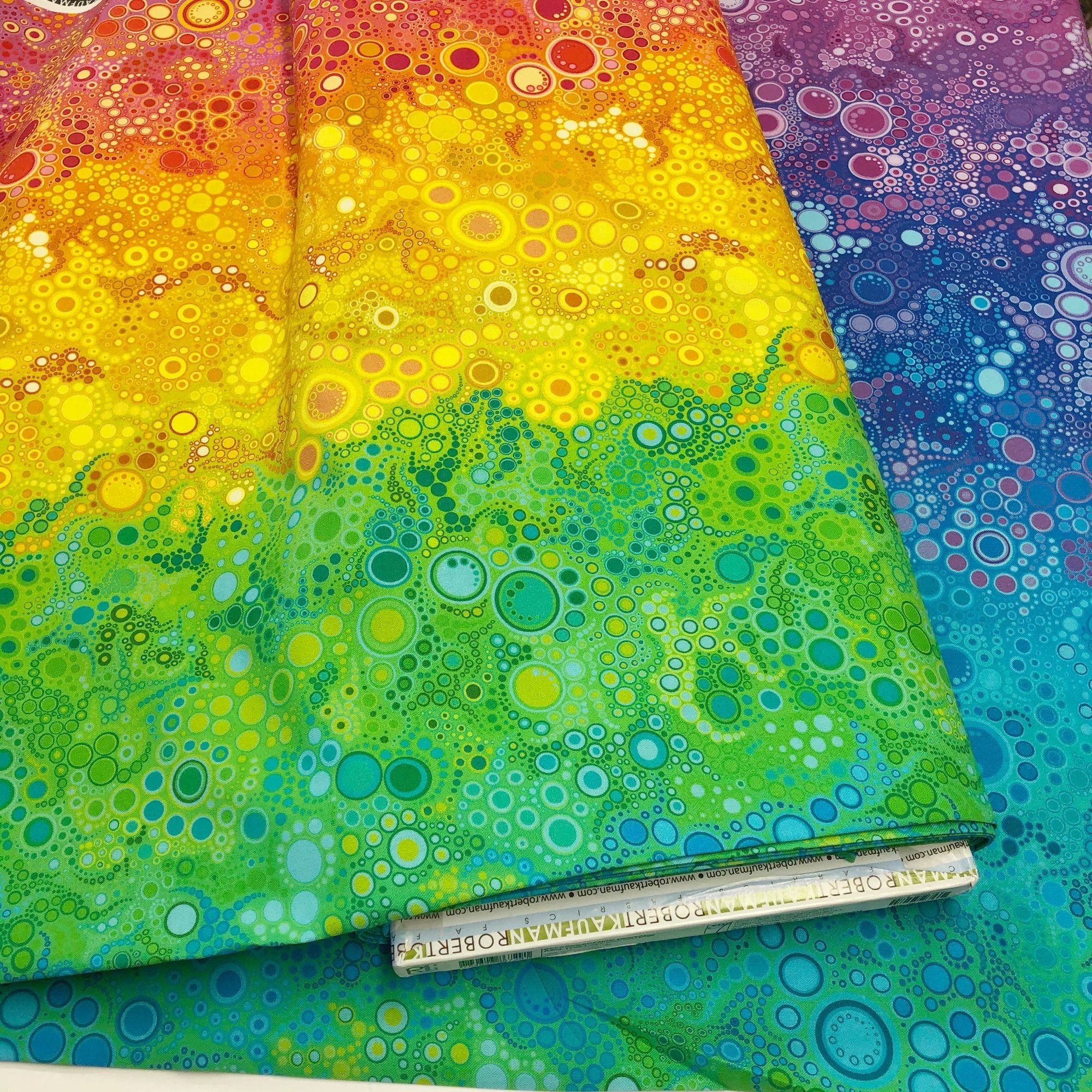 Robert Kaufman Effervescence Bright Rainbow Circles Cotton Fabric