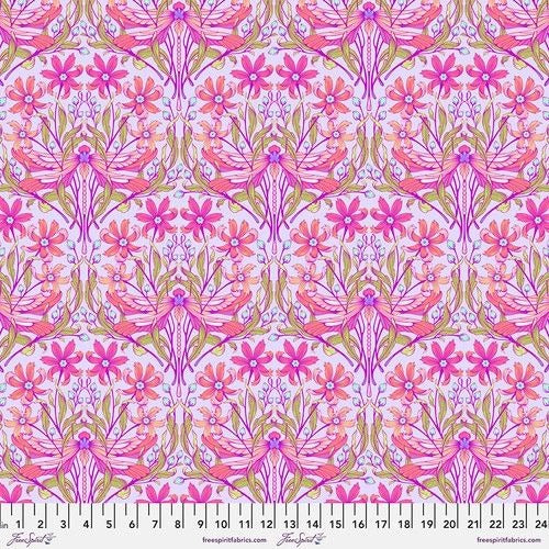 Dragon Your Feet Dusk Moon Garden Tula Pink for Free Spirit Cotton Fabric Dragonflies, Floral