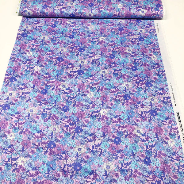 London Calling SRKD-19228-396 Princess Retro Floral Print Cotton Lawn Fabric By Robert Kaufman