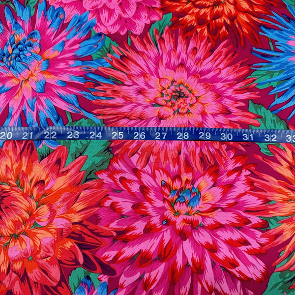 Cactus Dahlia Red Kaffe Fassett Philip Jacobs Cotton Fabric, Free Spirit Fabric