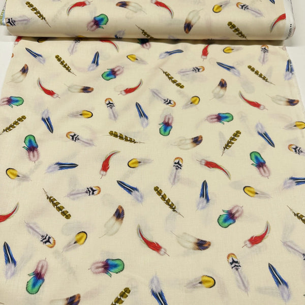 Robert Kaufman Vintage Birdwatcher Tossed Feathers Cotton Fabric ATX-20849-268 NATURE