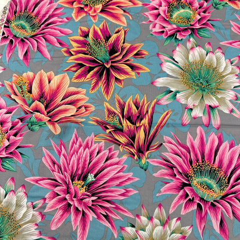 Cactus Flower Tawny Kaffe Fassett Philip Jacobs Cotton Fabric, Free Spirit Fabric