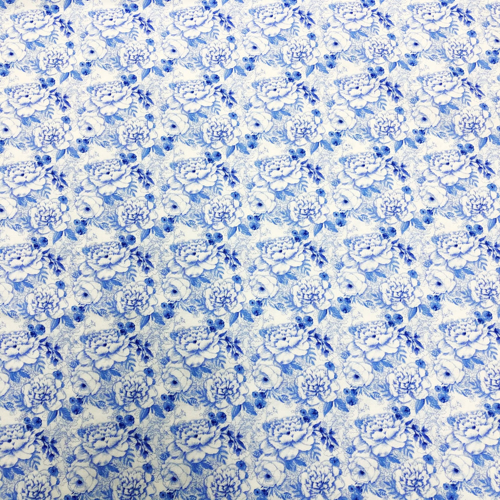 Cotton Quilting Fabric USA  Flowers Regent - Blue - KILOtela