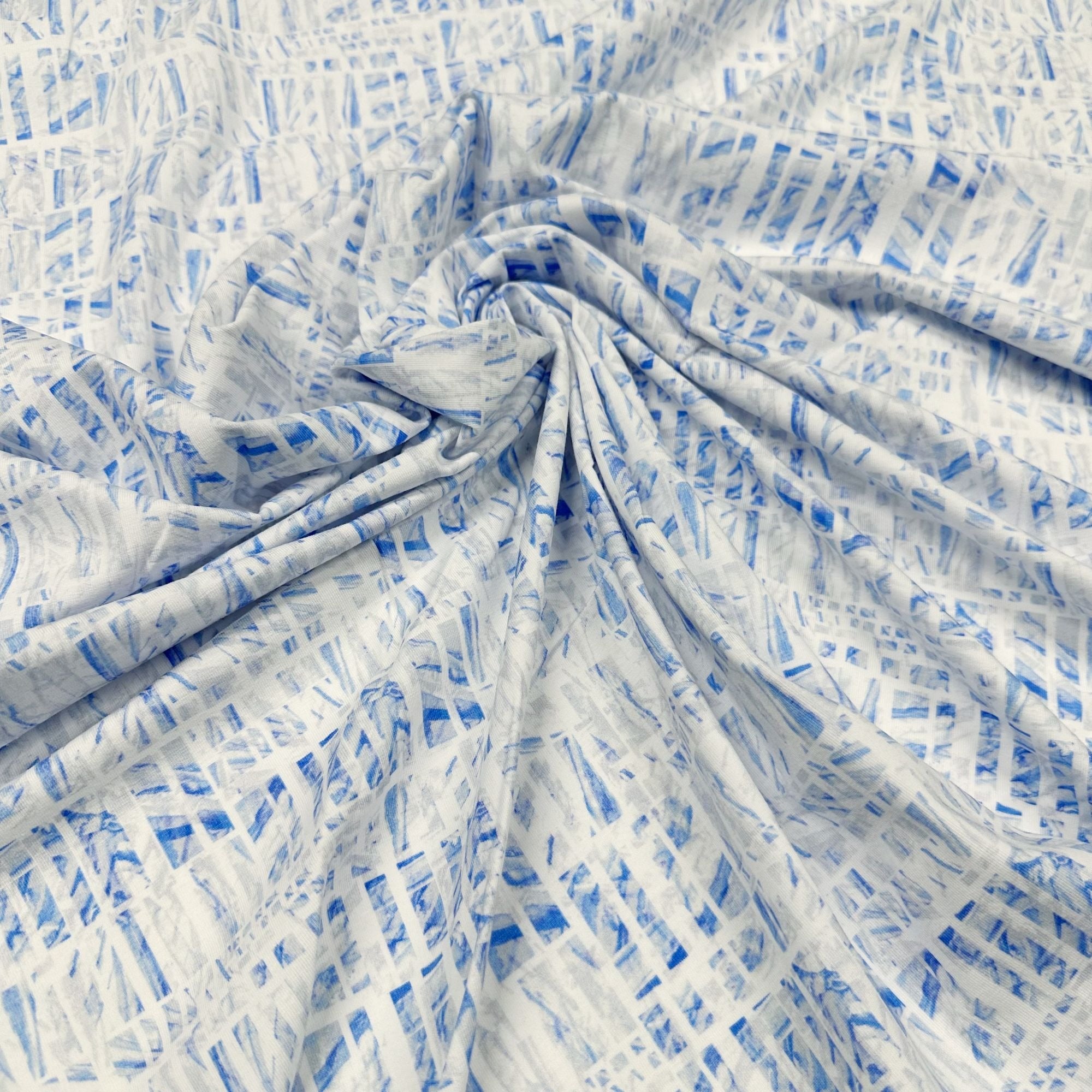 Wishwell Happy Hilltop Cotton Jersey Abstract Print Knit Stretch Fabric Robert Kaufman WELDKX-20772-277 WINTER