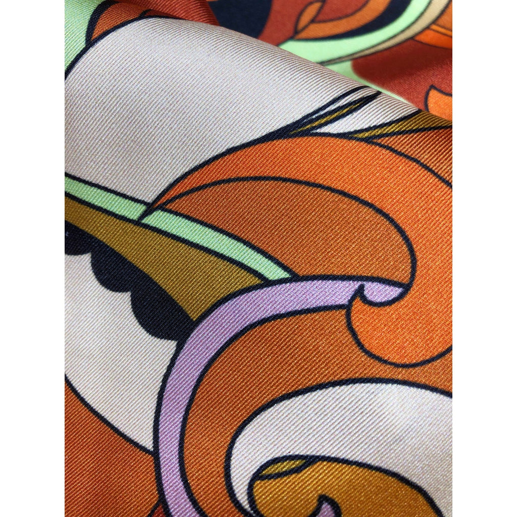 Abstract Optical Swirls Pucci-esque Retro Satin Twill Fabric