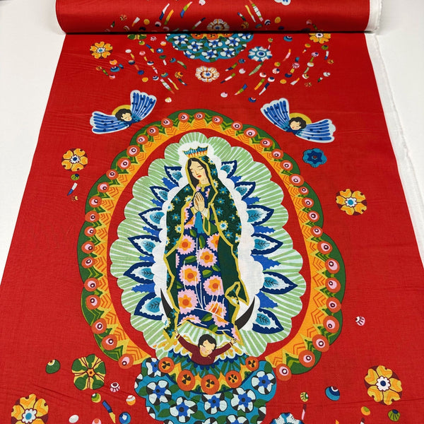 1 Panel Alexander Henry Our Lady of Guadalupe Red Cotton Fabric