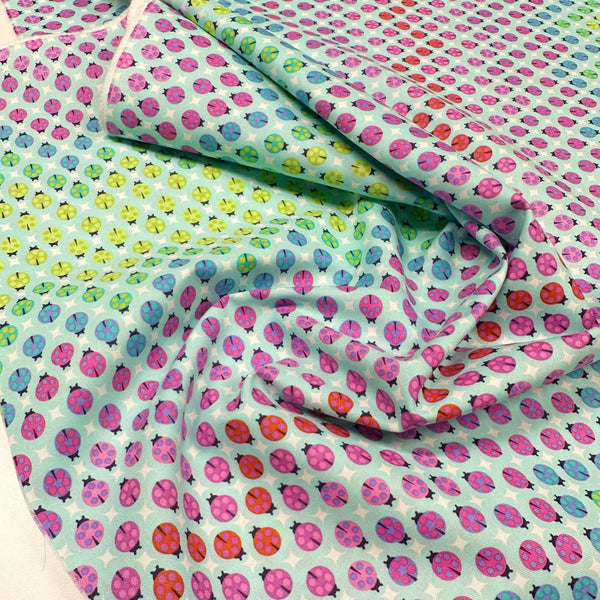 Tiny Beasts Painted Ladies Rainbow Ladybugs Glimmer Tula Pink, Free Spirit Cotton Fabric