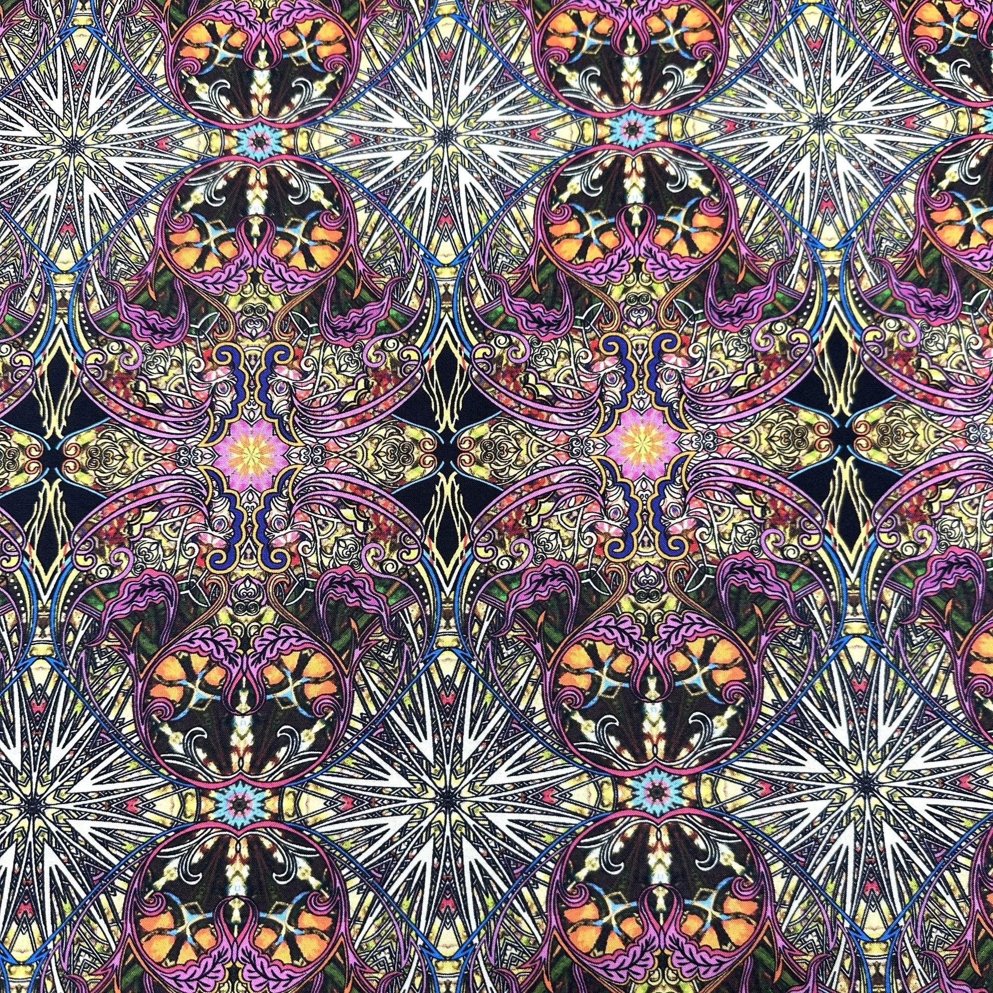Heartscapes Paula Nadelstern Secret Garden Digital Print Kaleidoscope Benartex Cotton Fabric 13144-10