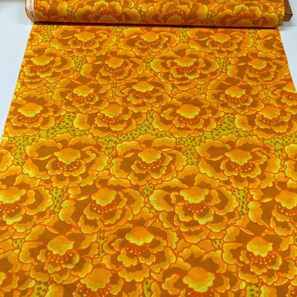 Tonal Floral in Gold Kaffe Fassett Collective Cotton Fabric, Free Spirit Fabrics