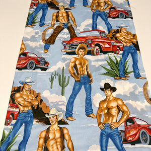Alexander Henry Wranglers Sexy Pin Up Men Cotton Fabric in Bright