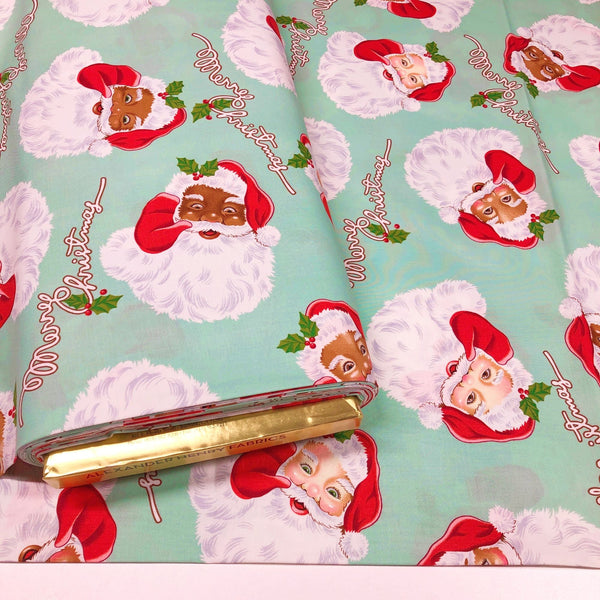 Alexander Henry Santa Around the World Cotton Fabric Mint