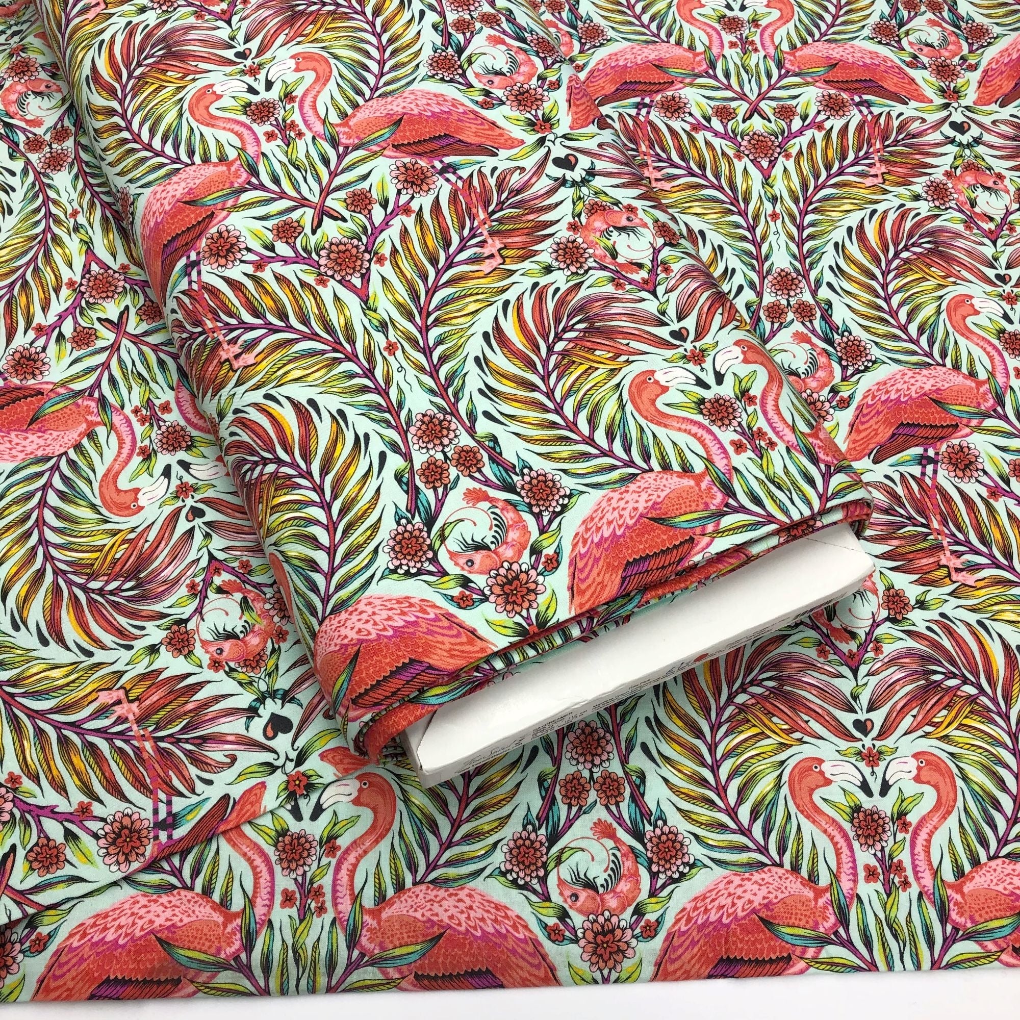 Tula Pink for Free Spirit Daydreamer Pretty In Pink Flamingos Cotton Fabric in Mango