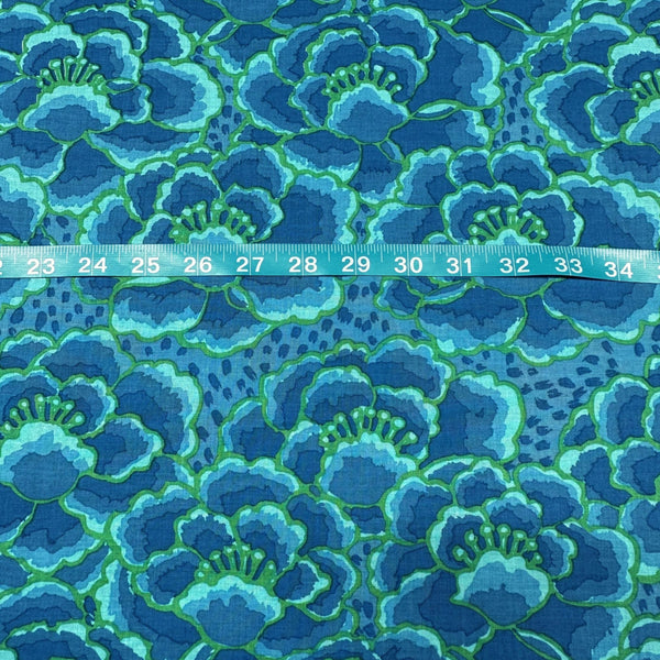 Tonal Floral in Turquoise Kaffe Fassett Collective Cotton Fabric, Free Spirit Fabrics